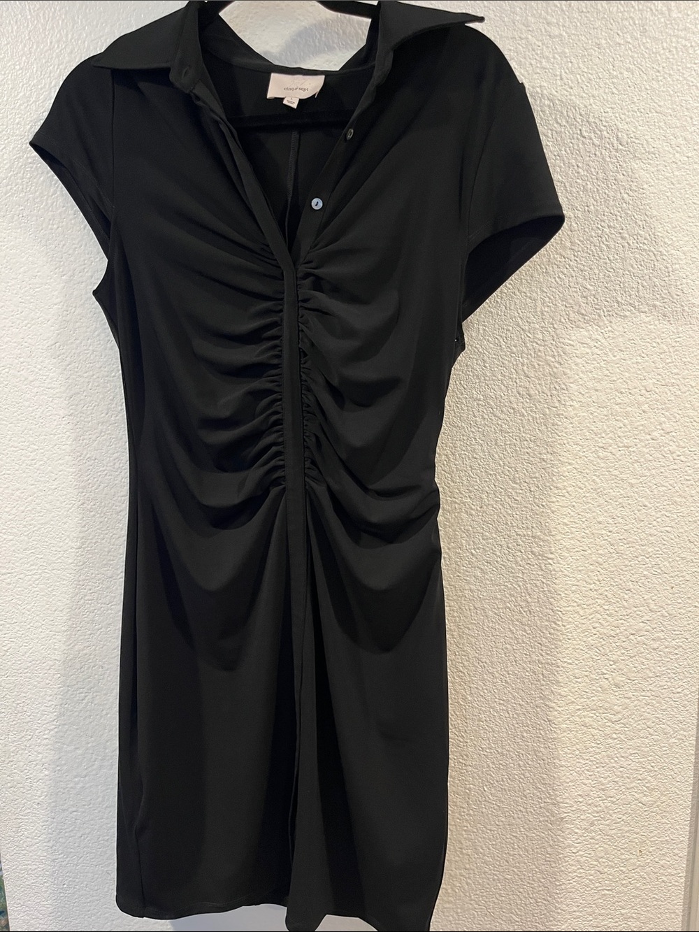 cinq a sept Black Ruched Front Shirt Dress